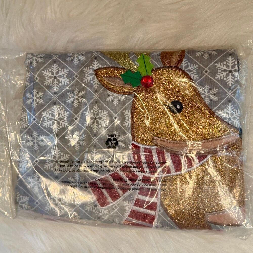 Rare Editions Gray Snowflake Reindeer Red Stripe Pants Set 4T NWT Girls Holiday - Picture 6 of 7